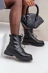 PE1 Zateplené boty s ozdobnými prvky na šněrování černé Irivina