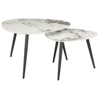 Xora SADA KONFERENČNÍCH STOLKŮ, černá, bílá, kov, keramika, 84/60/77/55/45,5/40 cm