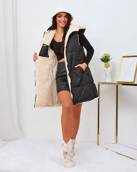 Resti Black and cream long double-sided women's vest