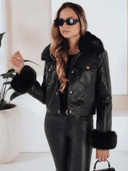 Dámská kožená bunda s kožešinou