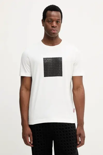 Bavlněné tričko Joop! pánské, bílá barva, s potiskem, 30047863