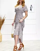 Resti Women's floral midi dress in blue and orange - Clothing