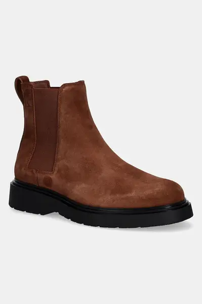 Kožené kotníkové boty Calvin Klein COMBAT ESS CHELSEA BOOT SU pánské, hnědá barva, YM0YM01372