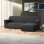 Bielastické potahy COSTINA antracit sedačka s otomanem vpravo (š. 170 - 300 cm)