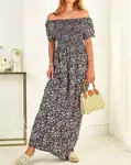 Resti Women's maxi dress a'la hiszpanka in floral pattern in black- Clothing
