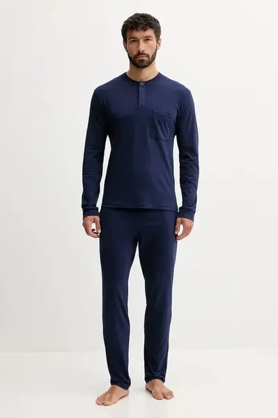 Bavlněné pyžamo United Colors of Benetton pánské, modrá barva, 3VD04P02W