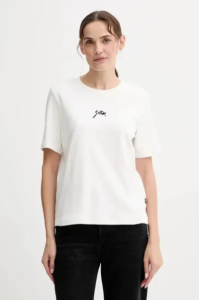 Bavlněné tričko G-Star dámské, béžová barva, D26907.D976