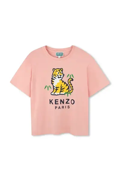 Dětské bavlněné tričko Kenzo Kids růžová barva, K61379