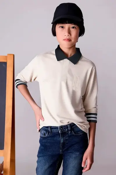 Dětské tričko s dlouhým rukávem Mayoral béžová barva, s aplikací, 7101