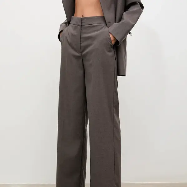 Kalhoty Answear.LAB dámské, hnědá barva, široké, high waist