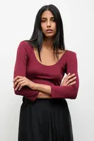 Tričko s dlouhým rukávem Answear.LAB vínová barva