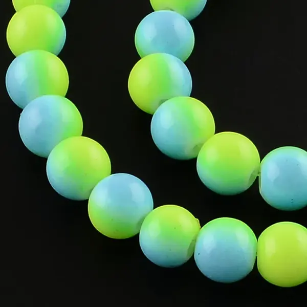 Two-Color Baking Painted Glass Bead Strands