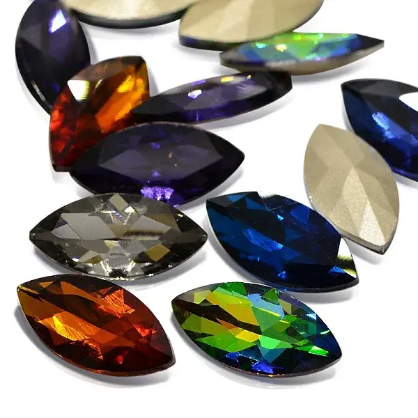 Faceted Horse Eye Glass Pointed Back Rhinestone Cabochons