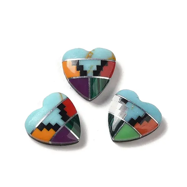 Assembled Synthetic Turquoise & Malachite & Synthetic Mixed Stone Cabochons