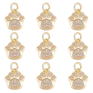 10Pcs Brass Micro Pave Clear Cubic Zirconia Charms