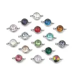 304 Stainless Steel Pave K9 Glass Flat Round Connector Charms
