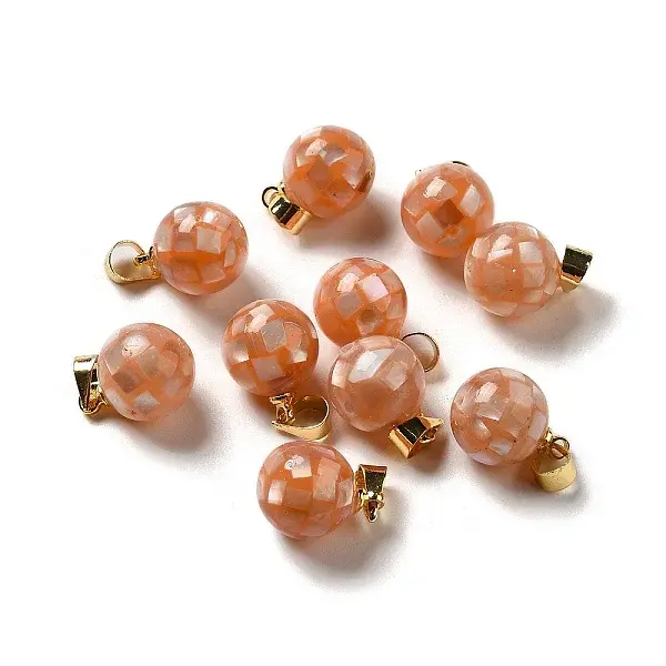 Natural Pink Shell Dyed Round Charms