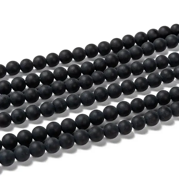 Dyed & Heated Natural Black Agate Bead Strands