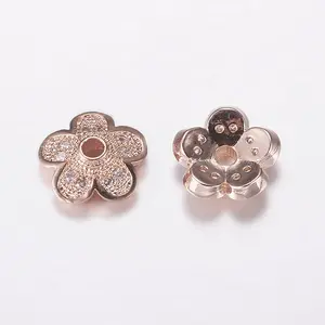 Brass Micro Pave Cubic Zirconia Bead Cap