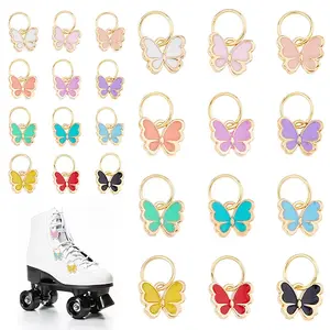 96Pcs 12 Colors Butterfly Alloy Enamel Shoe Charms