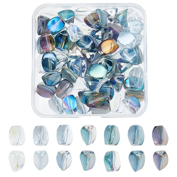 70Pcs 7 Colors  Electroplate Transparent Glass Beads