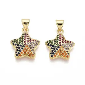 Brass Micro Pave Cubic Zirconia Pendants