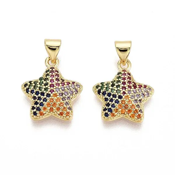 Brass Micro Pave Cubic Zirconia Pendants