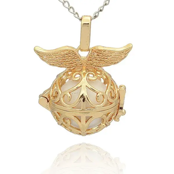 Golden Tone Brass Hollow Round Cage Pendants