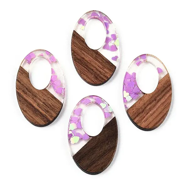 Transparent Resin & Walnut Wood Pendants
