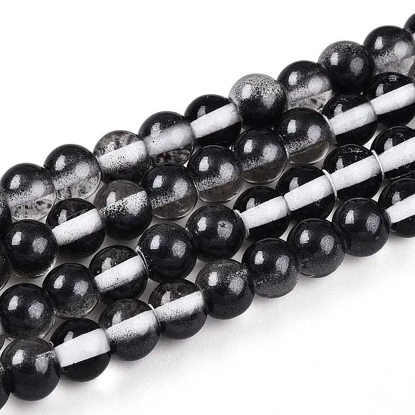 Baking Painted Transparent Glass Beads Strands