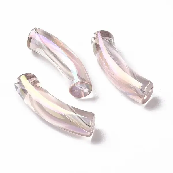 UV Plating Transparent Rainbow Iridescent Acrylic Beads