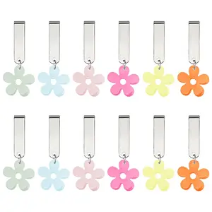 12Pcs 6 Colors Flower Acrylic Shoe Charms