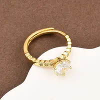Brass Micro Pave Cubic Zirconia Cuff Rings for Women