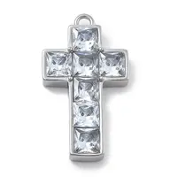 304 Stainless Steel Micro Pave Cubic Zirconia Pendants