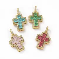 Brass Micro Pave Clear Cubic Zirconia Pendants