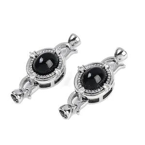 Brass Micro Pave Clear Cubic Zirconia Fold Over Clasps