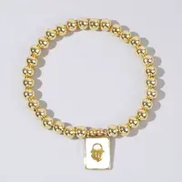 Personality Brass Round Bead Beaded Stretch Bracelets