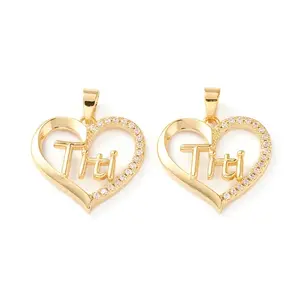 Brass Micro Pave Clear Cubic Zirconia Pendants