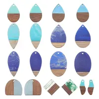 18Pcs 9 Styles Resin & Walnut Wood Pendants