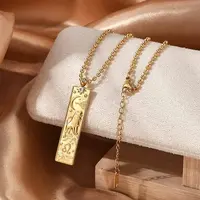 304 Stainless Steel Clear Cubic Zirconia Rectangle Constellation Pendant Necklaces for Women Men