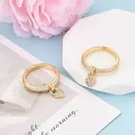 Brass Micro Pave Cubic Zirconia Cuff Rings for Women