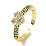 Rack Plating Brass Micro Pave Cubic Zirconia Cuff Rings