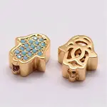 Brass Micro Pave Cubic Zirconia Beads