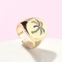 Brass Micro Pave Cubic Zirconia Adjustable Cuff Rings