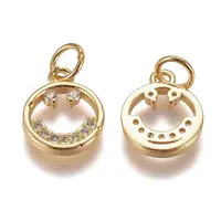 Brass Micro Pave Clear Cubic Zirconia Charms