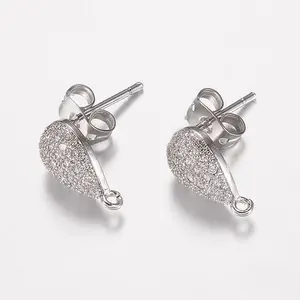 Brass Micro Pave Cubic Zirconia Stud Earring Findings