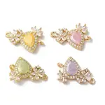 Brass Pave Clear Cubic Zirconia Flower Teardrop Links Connector Charms