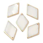 Electroplated Natural Freshwater Shell Pendants with Golden Plated Brass Edge