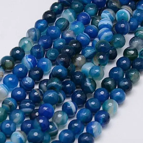 Natural Stripe Agate Beads Strands