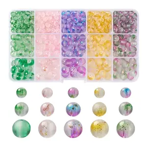 565Pcs 15 Colors Frosted Spray Painted Glass Beads